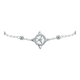 Pulsera Plata 925 Nudo Bruja Bolitas Diamantadas Ajustable - Imagen 2