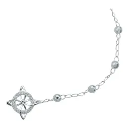 Pulsera Plata 925 Nudo Bruja Bolitas Diamantadas Ajustable - Imagen 4