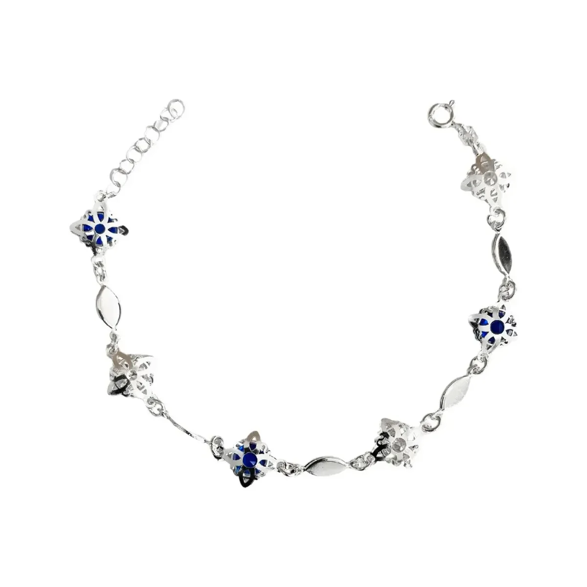 Pulsera Plata .925 Nudo Bruja con Zirconia Azul brillante, diseño ajustable. Joyería de protección energética, regalo para mu
