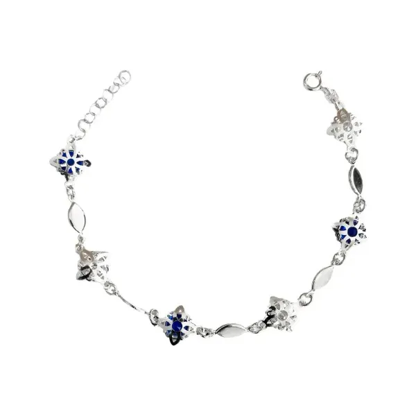 Pulsera Plata .925 Nudo Bruja con Zirconia Azul Ajustable - Imagen 1