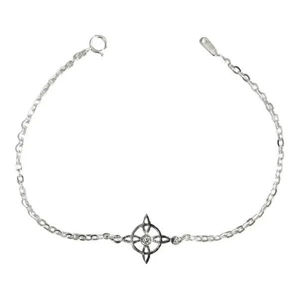 pulsera de plata .925 blanco zirconia nudo de bruja ajustable — Joyaris