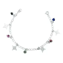 Pulsera Plata .925 Nudo Bruja Ojo Turco Ajustable para Protección - Imagen 1