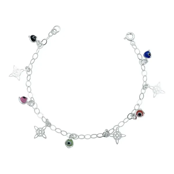 Pulsera Plata .925 Nudo Bruja Ojo Turco Ajustable para Protección - Imagen 1