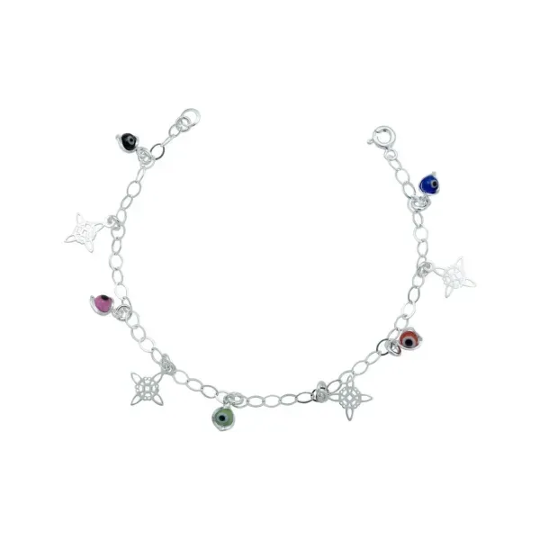 Pulsera Plata .925 Nudo Bruja Ojo Turco Ajustable para Protección - Imagen 1