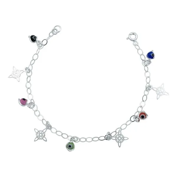 Pulsera Plata .925 Nudo Bruja Ojo Turco Ajustable para Protección - Imagen 1