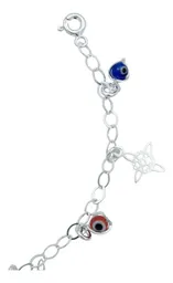 Pulsera Plata .925 Nudo Bruja Ojo Turco Ajustable para Protección - Imagen 5