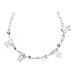 Pulsera Plata 925 Nudo Bruja Ojo Turco con Piedras Blancas Ajustable - Imagen 1