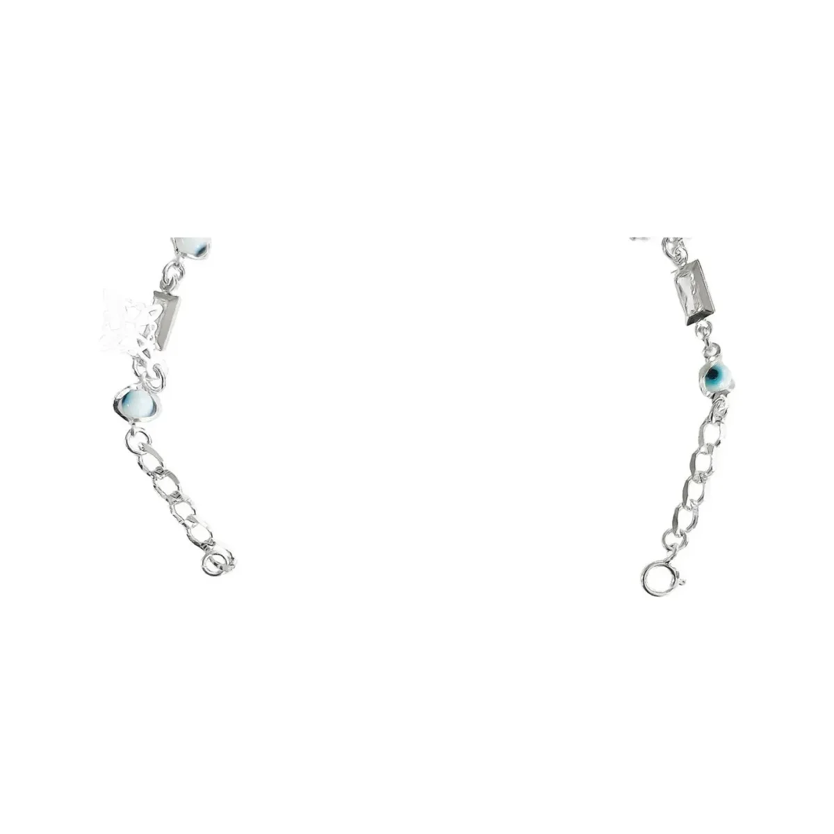 Pulsera Plata 925 Nudo Bruja Ojo Turco con Piedras Blancas Ajustable - Imagen 3