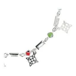Pulsera Plata 925 Nudo Bruja Ojo Turco con Piedras Multicolor - Imagen 2