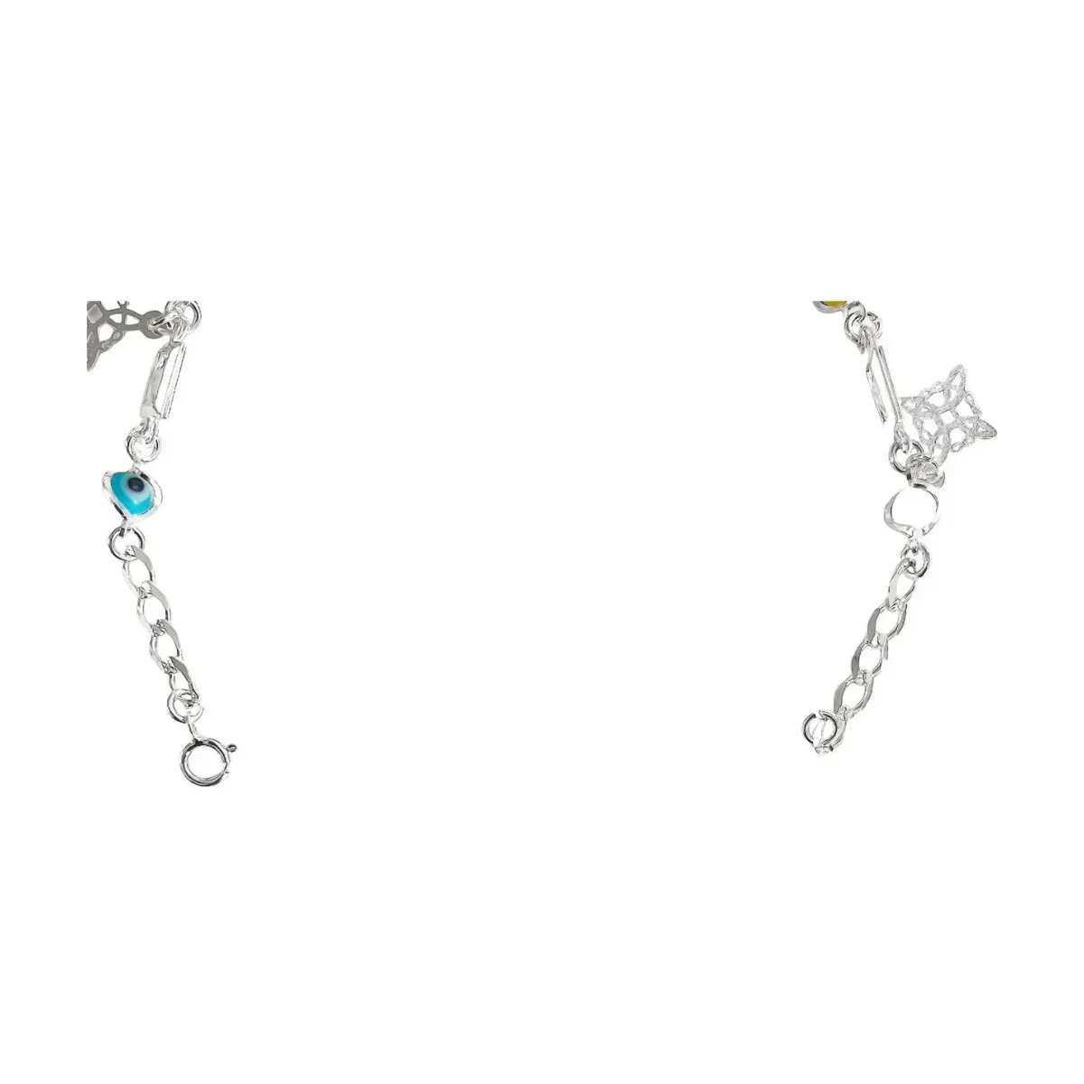 Pulsera Plata 925 Nudo Bruja Ojo Turco con Piedras Multicolor - Imagen 3