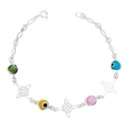 Pulsera Plata 925 Nudo Bruja Ojo Turco Multicolor Ajustable - Imagen 1