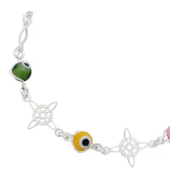 Pulsera Plata 925 Nudo Bruja Ojo Turco Multicolor Ajustable - Imagen 2