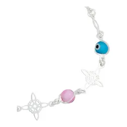Pulsera Plata 925 Nudo Bruja Ojo Turco Multicolor Ajustable - Imagen 3