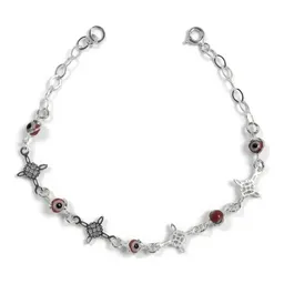 Pulsera Plata 925 Nudo Bruja Ojo Turco Roja Ajustable - Imagen 1