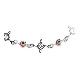Pulsera Plata 925 Nudo Bruja Ojo Turco Roja Ajustable - Imagen 2