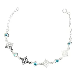 Pulsera Plata 925 Nudo Bruja Triqueta Ojo Turco Azul Mujer - Imagen 1