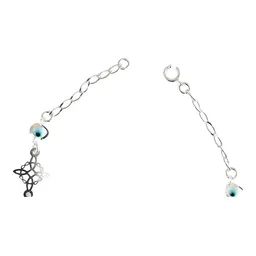 Pulsera Plata 925 Nudo Bruja Triqueta Ojo Turco Azul Mujer - Imagen 2