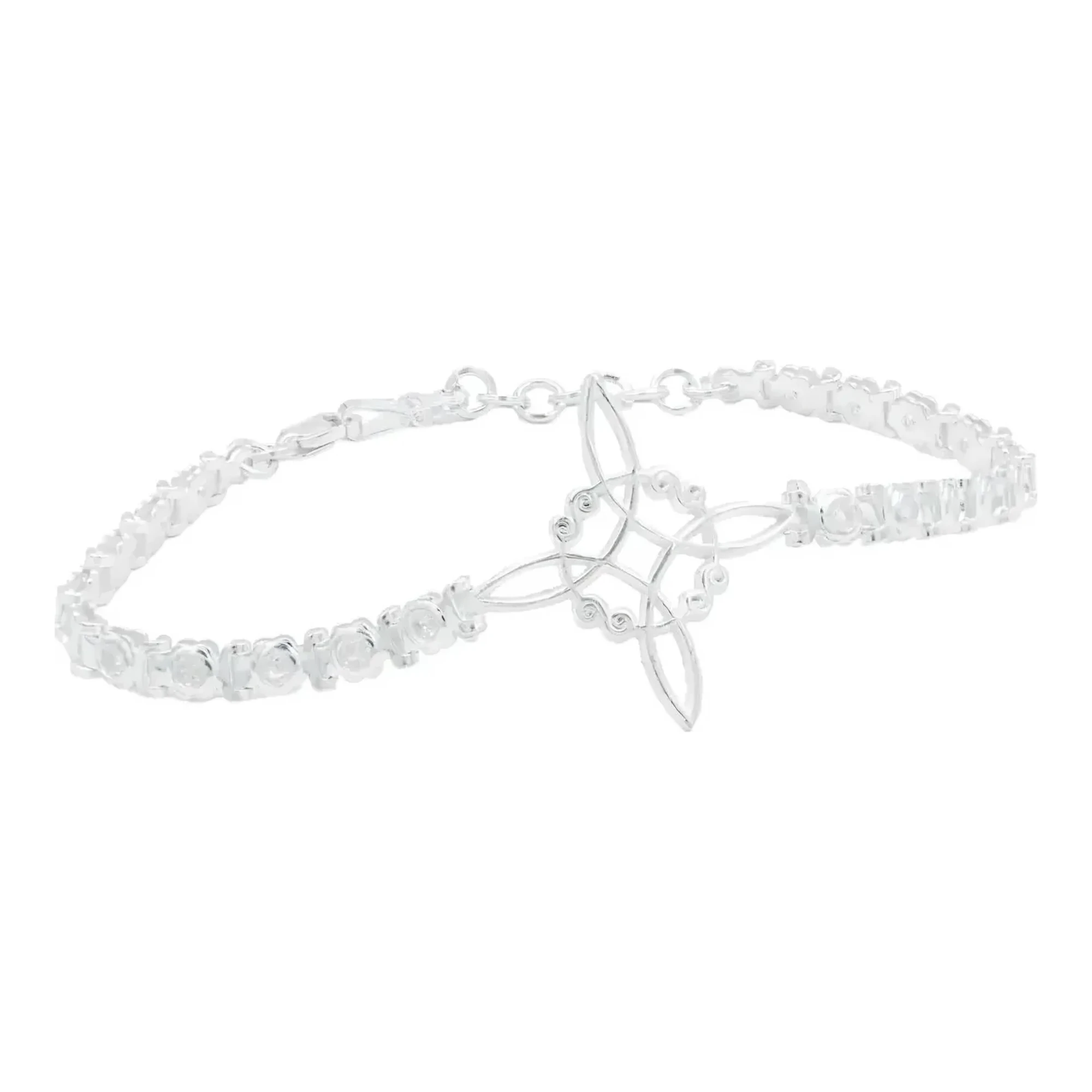 Pulsera nudo bruja plata .925 nacional dije 25 mm zirconias colores engastadas acabado liso broche perico cadena ajustable