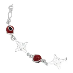 Pulsera Plata 925 Nudo de Bruja con Ojo Turco Rojo - Imagen 2
