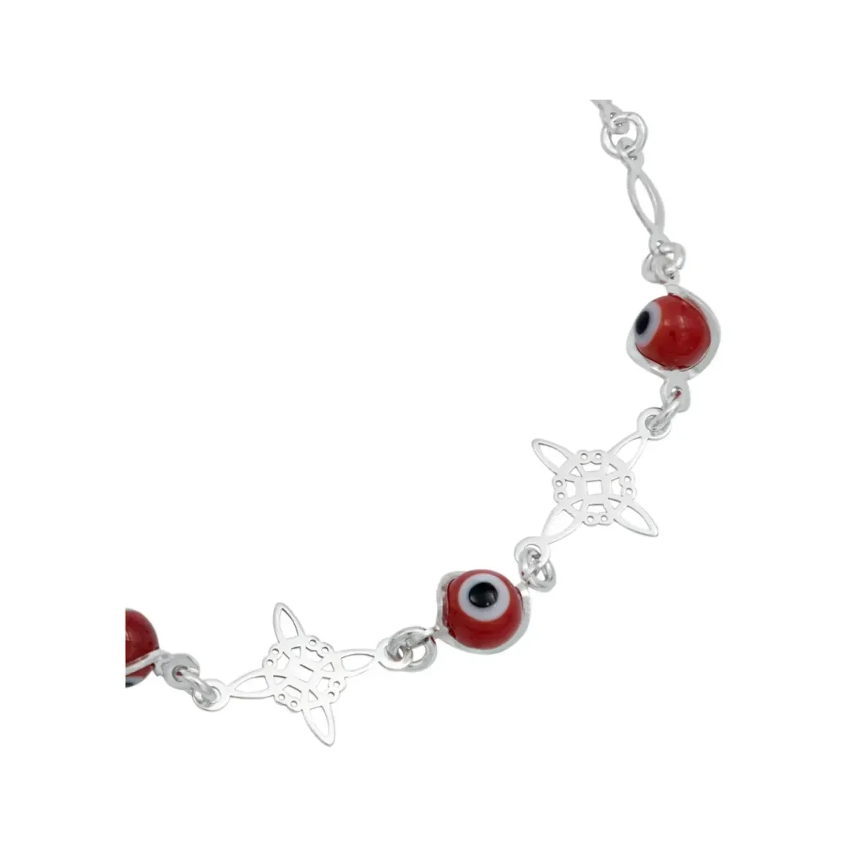 Pulsera Plata 925 Nudo de Bruja con Ojo Turco Rojo - Imagen 3