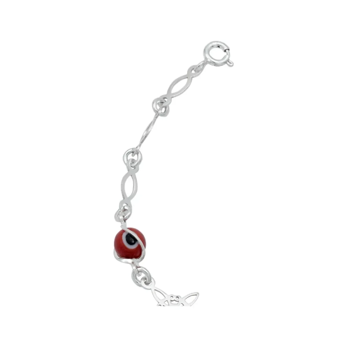 Pulsera Plata 925 Nudo de Bruja con Ojo Turco Rojo - Imagen 4