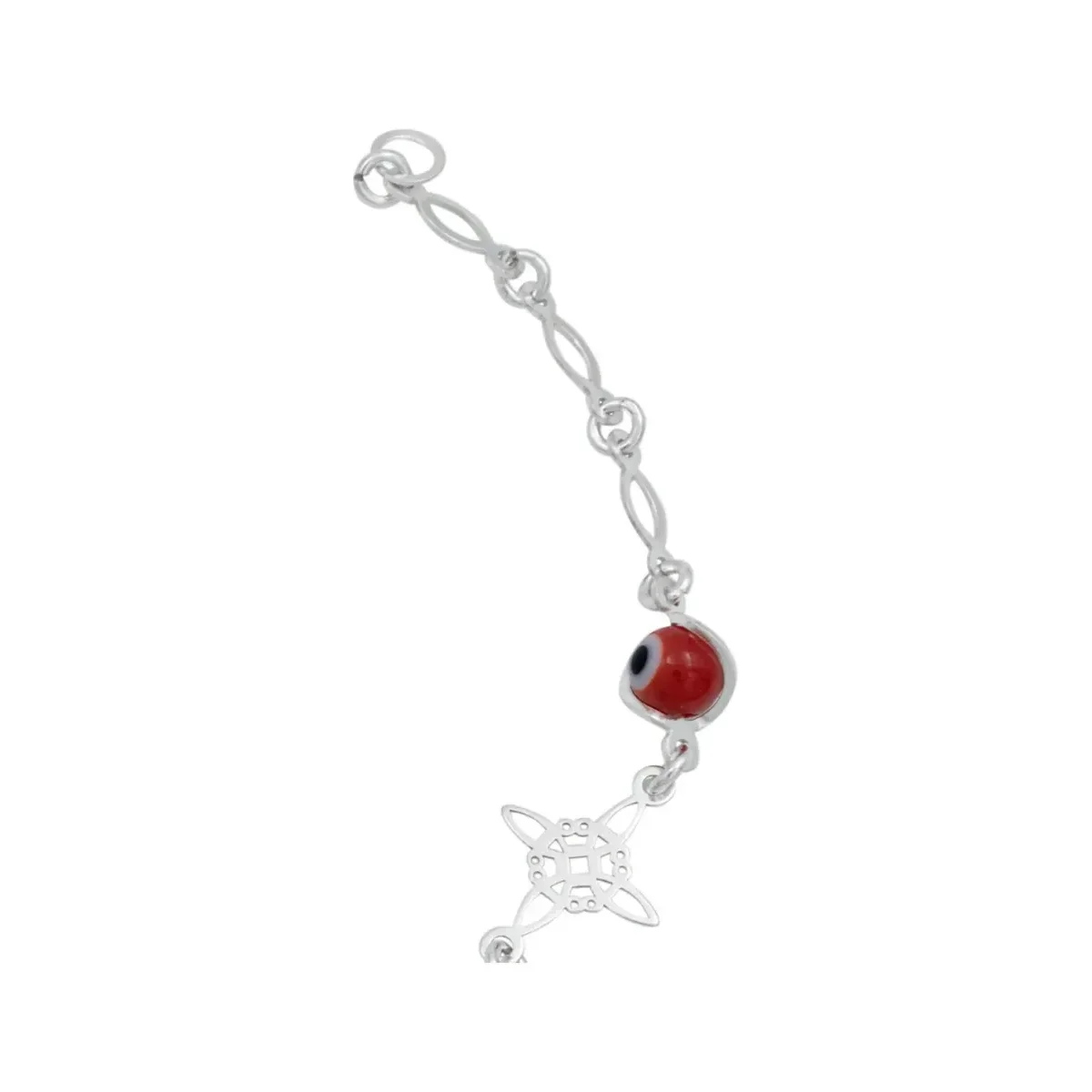 Pulsera Plata 925 Nudo de Bruja con Ojo Turco Rojo - Imagen 5