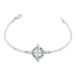 Pulsera Plata 925 Nudo de Bruja con Zirconias 17cm - Imagen 1