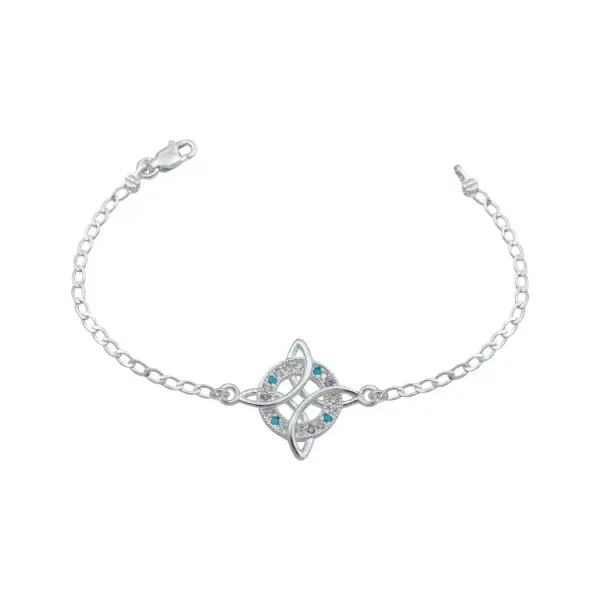 Pulsera Plata 925 Nudo de Bruja con Zirconias 18cm - Imagen 1