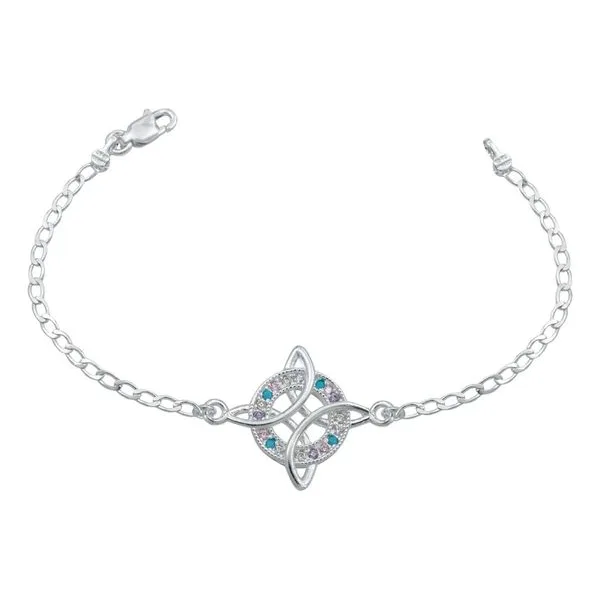 Pulsera Plata 925 Nudo de Bruja con Zirconias 18cm - Imagen 1