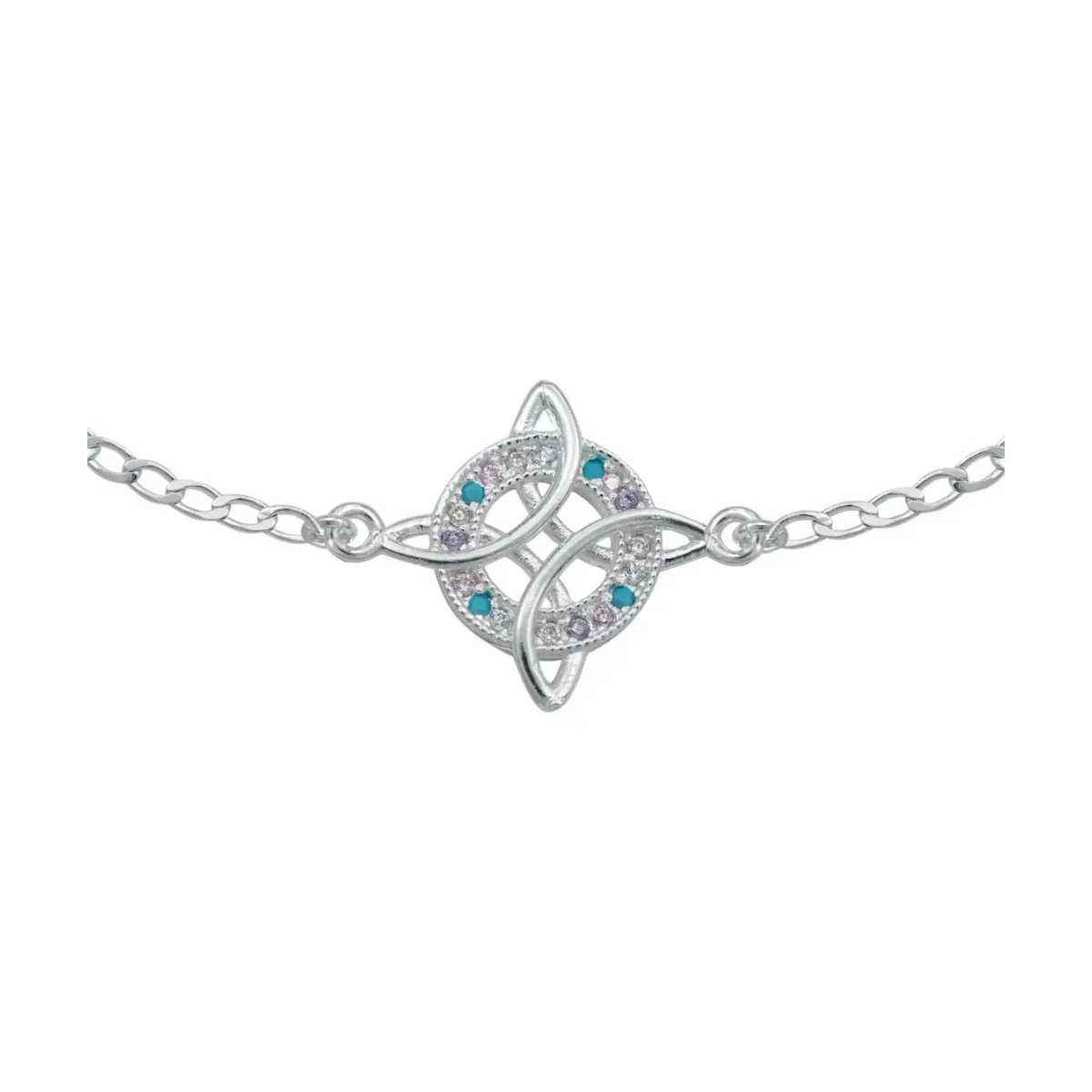 Pulsera Plata 925 Nudo de Bruja con Zirconias 18cm - Imagen 2