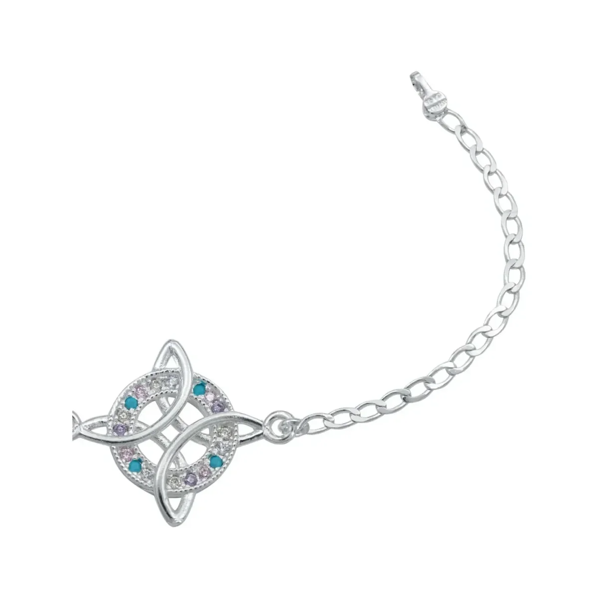 Pulsera Plata 925 Nudo de Bruja con Zirconias 18cm - Imagen 4