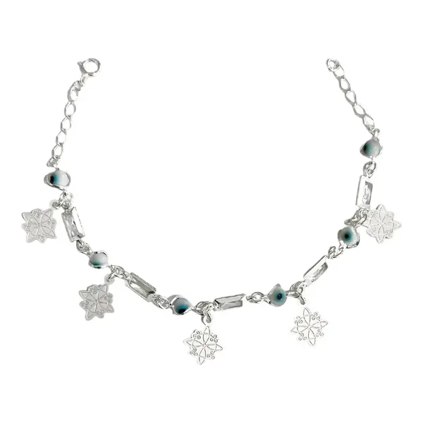 Pulsera de plata .925 blanco zirconias nudo de bruja ajustable — Joyaris