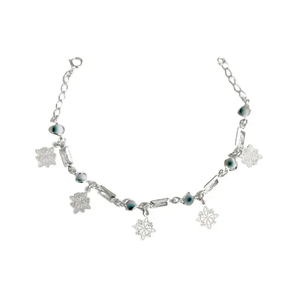 Pulsera de plata .925 blanco zirconias nudo de bruja ajustable — Joyaris