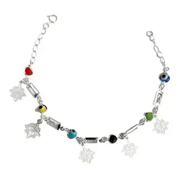 Pulsera Plata 925 Nudo de Bruja con Zirconias Multicolor Ajustable - Imagen 1