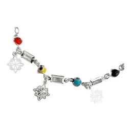 Pulsera Plata 925 Nudo de Bruja con Zirconias Multicolor Ajustable - Imagen 2