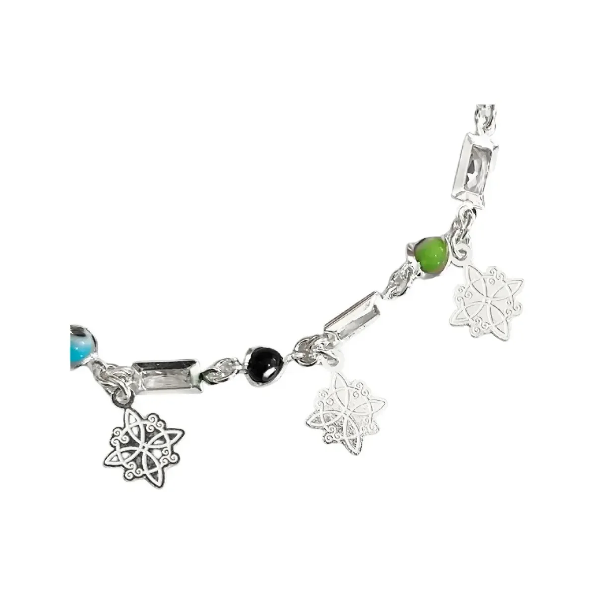 Pulsera Plata 925 Nudo de Bruja con Zirconias Multicolor Ajustable - Imagen 3