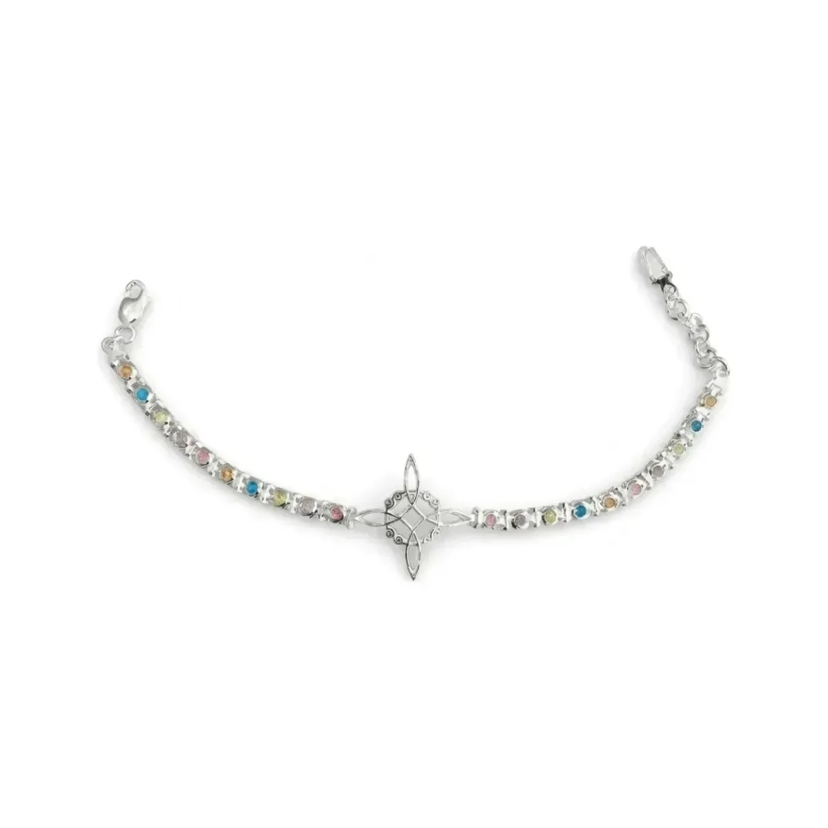 Pulsera Plata 925 Nudo de Bruja con Zirconias Multicolor para Mujer - Imagen 3
