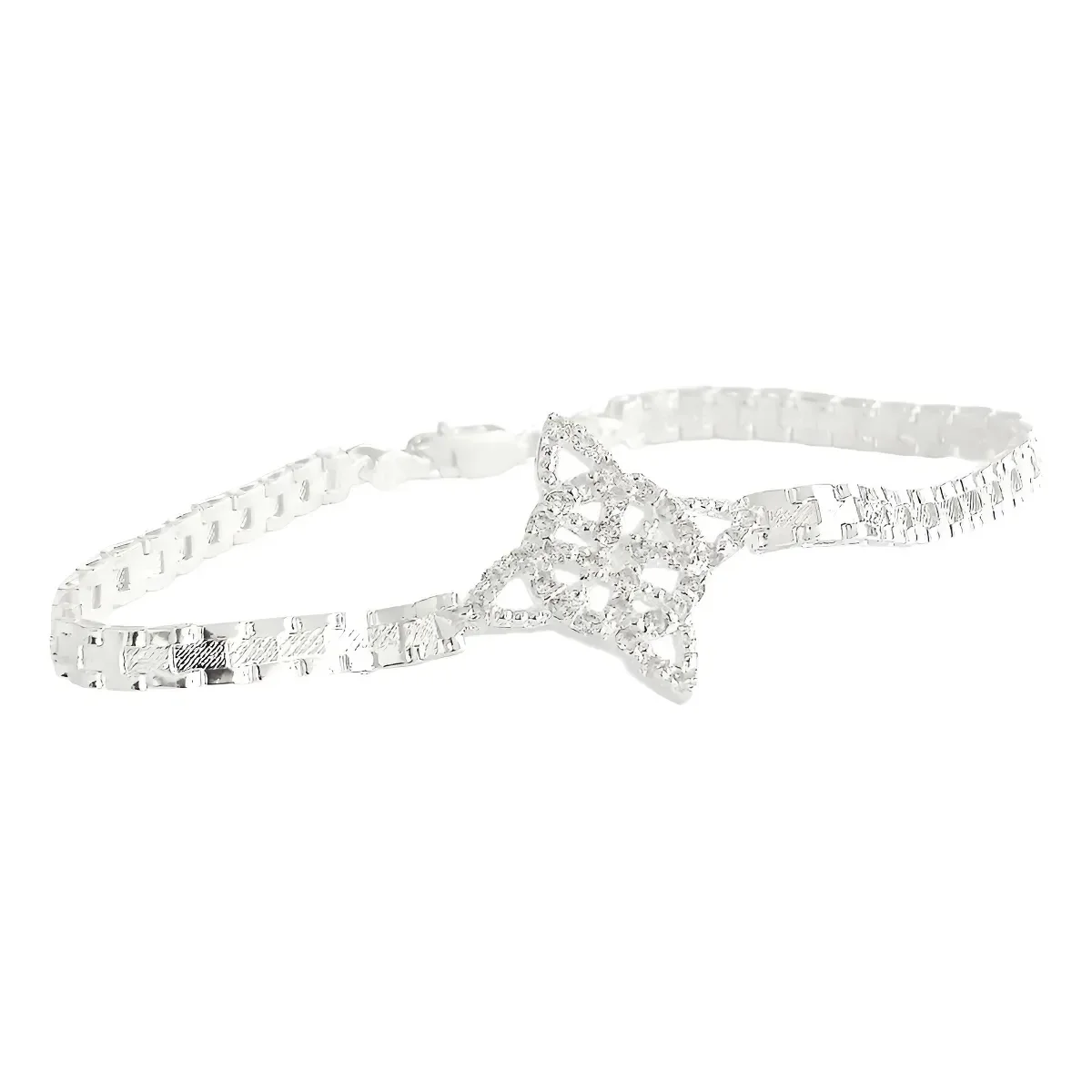 Pulsera de Plata .925 Nacional con Nudo de Bruja diamantado y zirconias, joya simbólica de protección espiritual y amuleto mí
