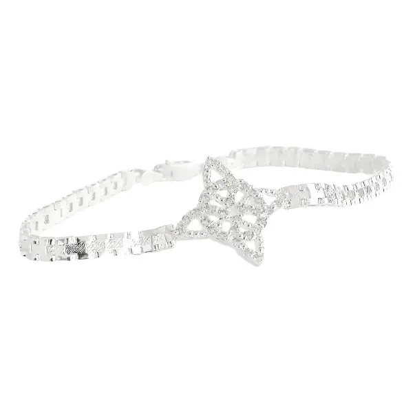 Pulsera Plata 925 Nudo de Bruja Diamantada con Zirconias - Imagen 1