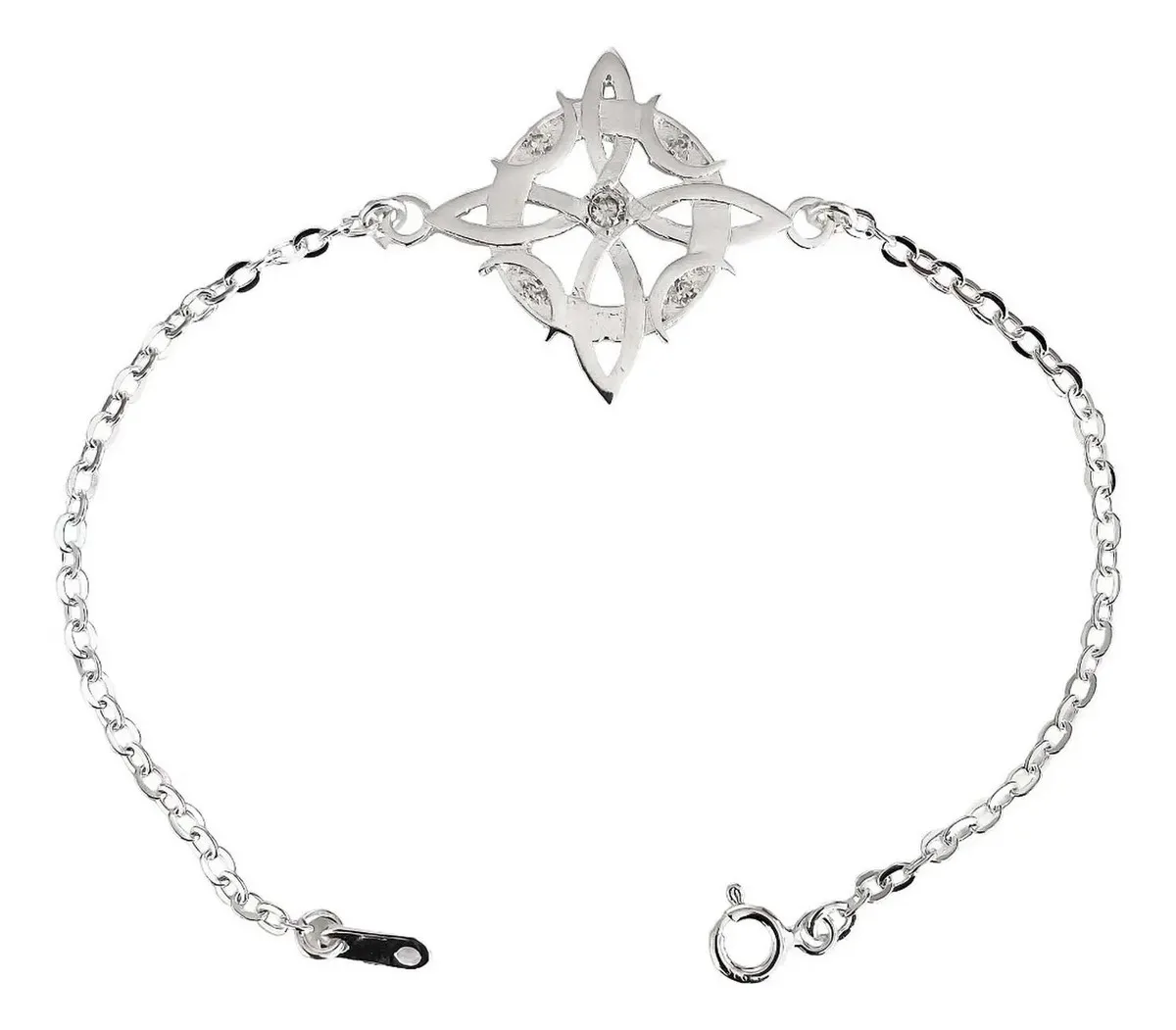 Pulsera Plata .925 Nudo de Bruja con Fases Lunares y Zirconias brillantes. Joyería artesanal mexicana mística de protección.