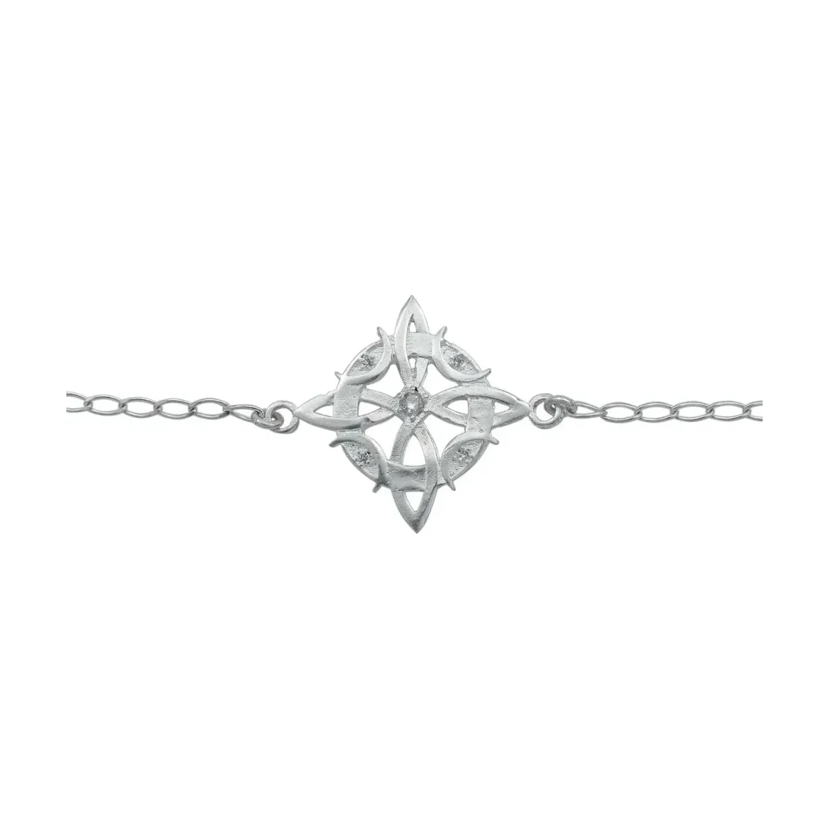 Pulsera Plata .925 Nudo de Bruja Fases Lunares Zirconias - Imagen 7