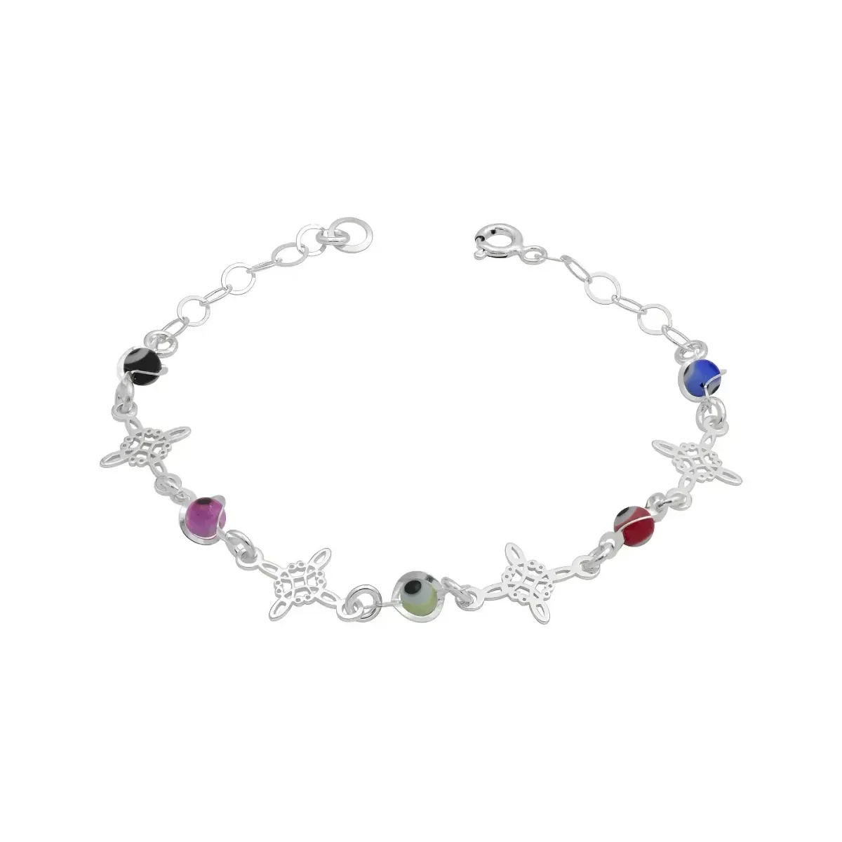 Pulsera Plata 925 Nudo de Bruja Ojo Turco Protección Ajustable - Imagen 2