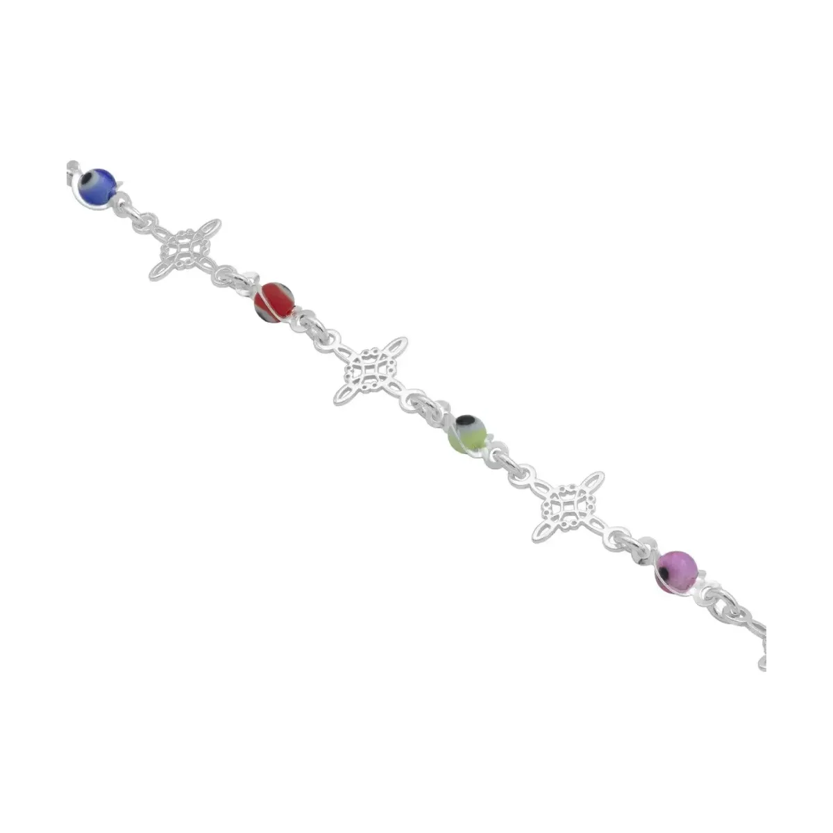 Pulsera Plata 925 Nudo de Bruja Ojo Turco Protección Ajustable - Imagen 3