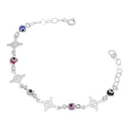 Pulsera Plata 925 Nudo de Bruja Ojo Turco Protección Ajustable - Imagen 4