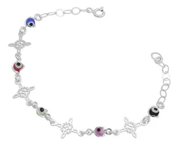 Pulsera Plata 925 Nudo de Bruja Ojo Turco Protección Ajustable - Imagen 4