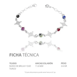 Pulsera Plata 925 Nudo de Bruja Ojo Turco Protección Ajustable - Imagen 6