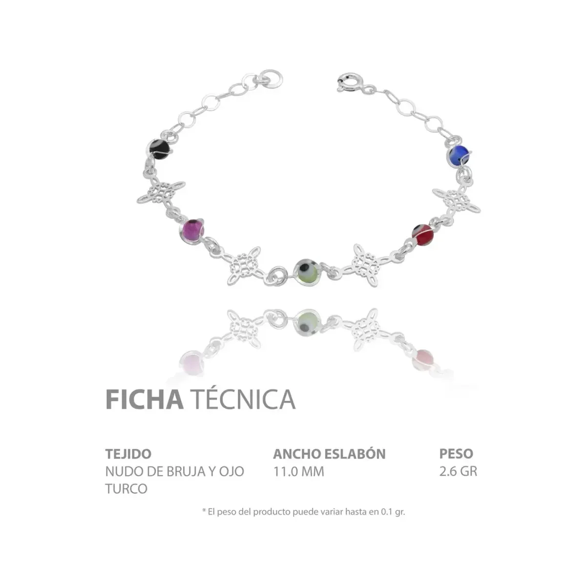 Pulsera Plata 925 Nudo de Bruja Ojo Turco Protección Ajustable - Imagen 6