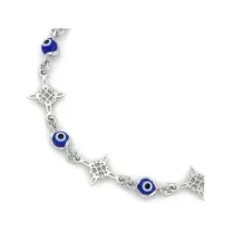 Pulsera Plata 925 Nudo de Bruja Triqueta Ojo Turco Protección - Imagen 2