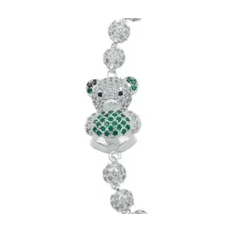 Pulsera Plata 925 Oso Corazón con Zirconia Verde 18.5 cm - Imagen 2