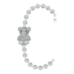 Pulsera Plata 925 Oso Corazón Zirconia Rosa para Mujer - Imagen 1